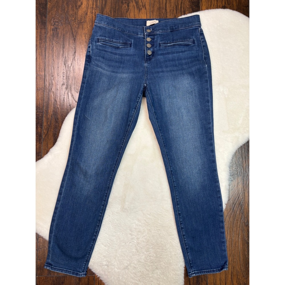 LOFT Modern Skinny Jeans 8 Medium‎ Wash Ankle Exposed Button Fly Mid-Rise Women